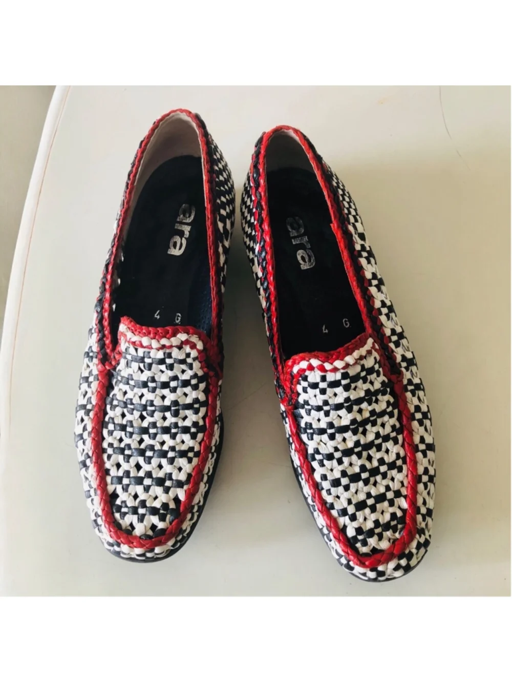 ARA Luftpolster Slip On Loafers Woven Leather US Size 6.5 Rare Vintage Artisanal